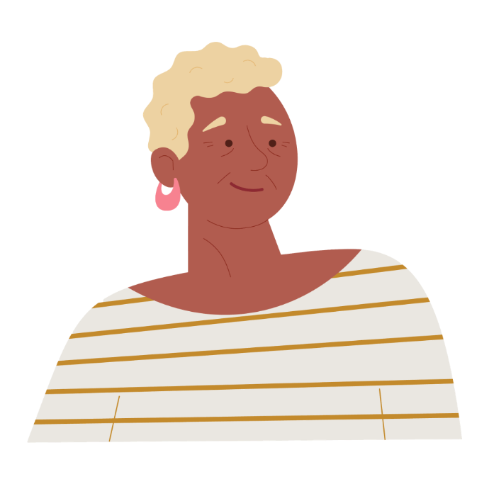 Illustratie van een glimlachende vrouw met kort blond haar