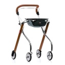 220477 Rollator 4-wiels Mobio Let's Go Indoor teak