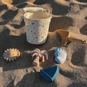 Bamboom Strandset in silicone (emmer, schep en doos met 4 blikken)
