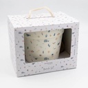 Bamboom Strandset in silicone (emmer, schep en doos met 4 blikken)