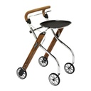 220477 Rollator 4-wiels Let's Go Indoor (Teak)(incl. dienblad en mandje)