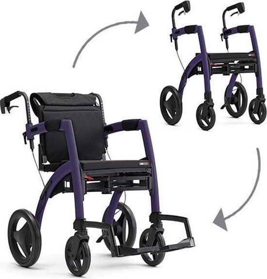 220477 Rollator 4-wiels Rollz Motion met rolstoelpakket (Zwart)