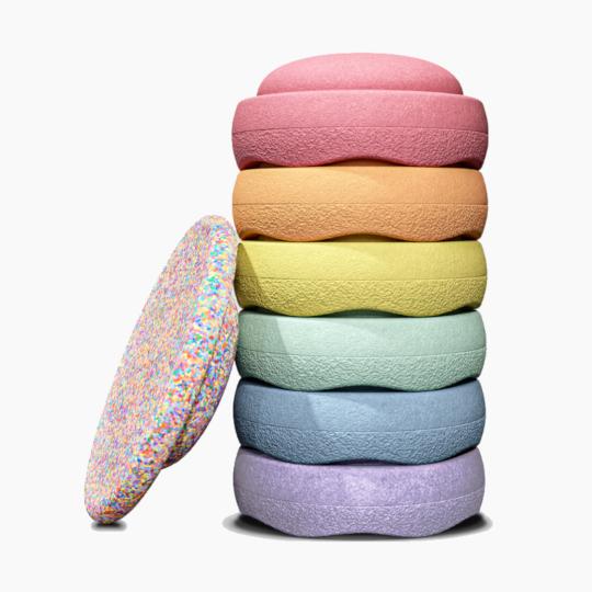 Stapelstein Super Confetti Rainbow Pastel (Set van 6+1)
