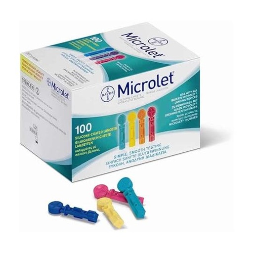 [003793] Lancettes Microlet pour diabète 100 chacune pour glucomètre Contour XT de Bayer