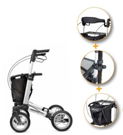 [025266] 220477 Rollator 4 roues Gemino 30 comfort silver grey with Plus Package