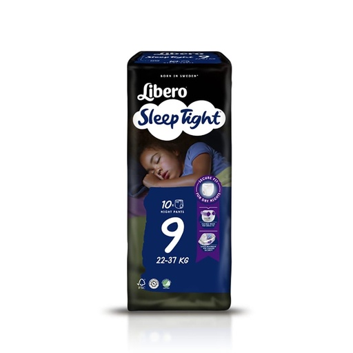 [022348] Libero Sleep Tight 9 Wegwerpluiers (10st, 22-37kg) (pakje)
