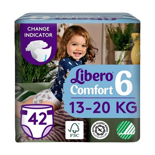 [021866] Libero Comfort Wegwerpluiers 6 Extra-Large 13-20kg 42 st. (pakje)