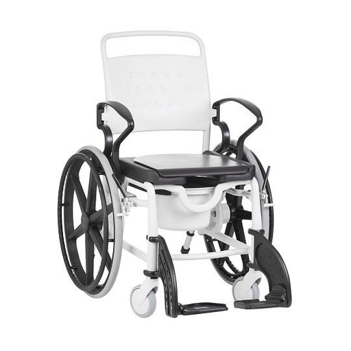 [027890] Chaise de douche / chaise de toilette sur roulettes REBOTEC GENF à grandes roulettes - gris