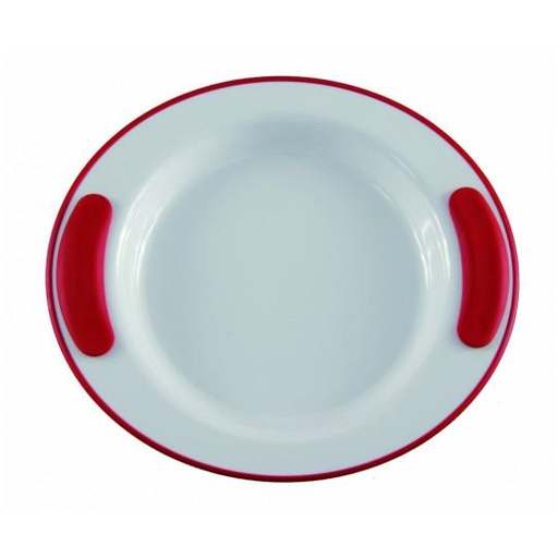 [039289] Warmhoudbord 25.5cm (Wit/Rood)