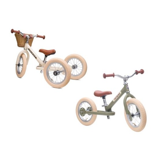 Trybike Steel Vintage Draisienne 2 en 1 vert mat