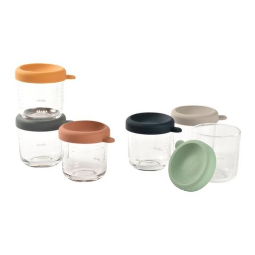 [044441] BÉABA Set van 6 glazen bewaarpotjes 250 ml (sunrise color mix)