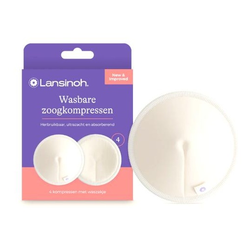 [045382] Lansinoh wasbare borstkompressen (4st) - NIEUW