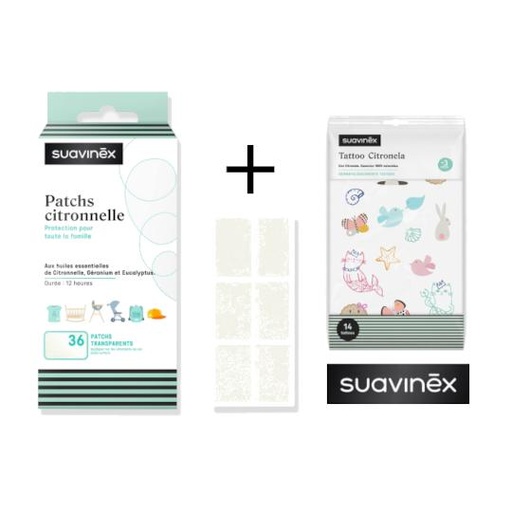 [045648] Suavinex Anti-muggen Citronella Set (36 pleisters & 14 tatoeages) (+36m)
