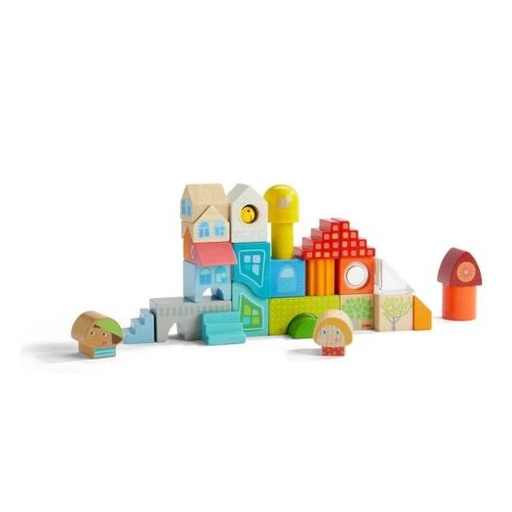 [046270] HABA Bouwstenen met motief 'Stad' (28 delen)