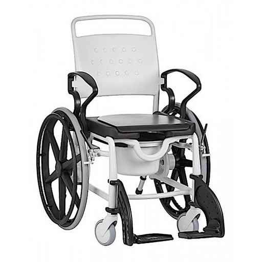 [CO-06765-1] (***) Rebotec Miami Douche Toiletstoel Grijs/Zwart met grote wielen om zelf te rijden tot 150 kg